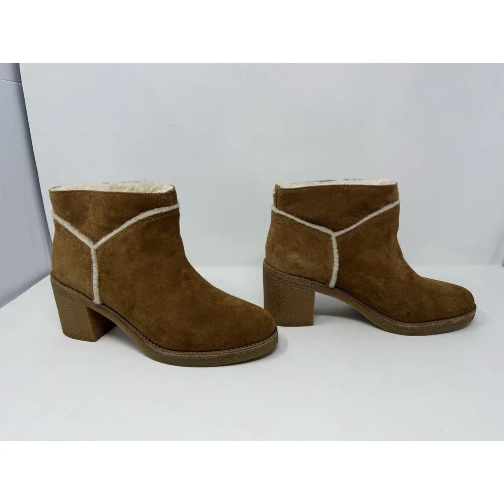 UGG Kasen Chestnut Suede Shearling Ankle Boots Womens 8.5